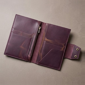 レザーパスポートウォレットの型紙、ジッパー付きポケット付きDIYトラベルフォリオ（A4 PDFテンプレートのダウンロード）