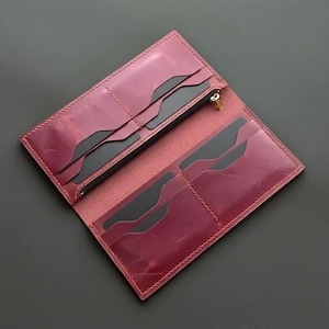 Long Bifold Wallet Pattern | Leathercraft Zipper Pouch Template (A4 Digital Download)