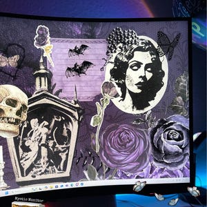 Gothic Horror Hintergrundbilder | Academia Dunkler Hintergrund | Vampir-Grunge-Sarg-Thema | Verwunschene viktorianische Ästhetik | Mystischer Monitor