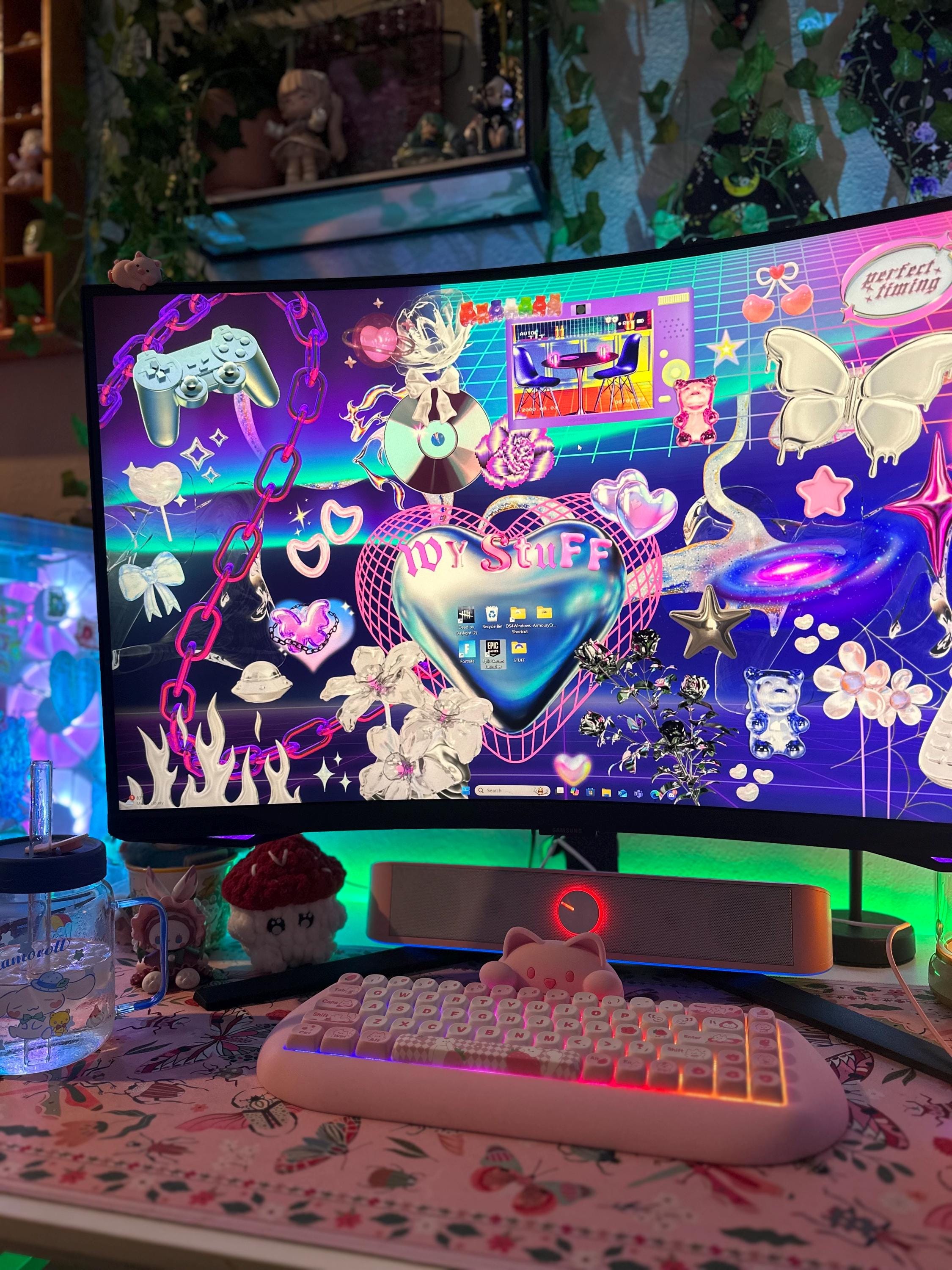 Y2K Gamer Girl Desktop Wallpaper: Vaporwave Cybercore Organizer ...