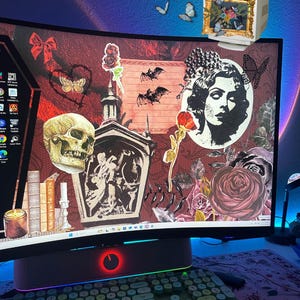 Gothic Horror Hintergrundbilder | Academia Dunkler Hintergrund | Vampir-Grunge-Sarg-Thema | Verwunschene viktorianische Ästhetik | Mystischer Monitor