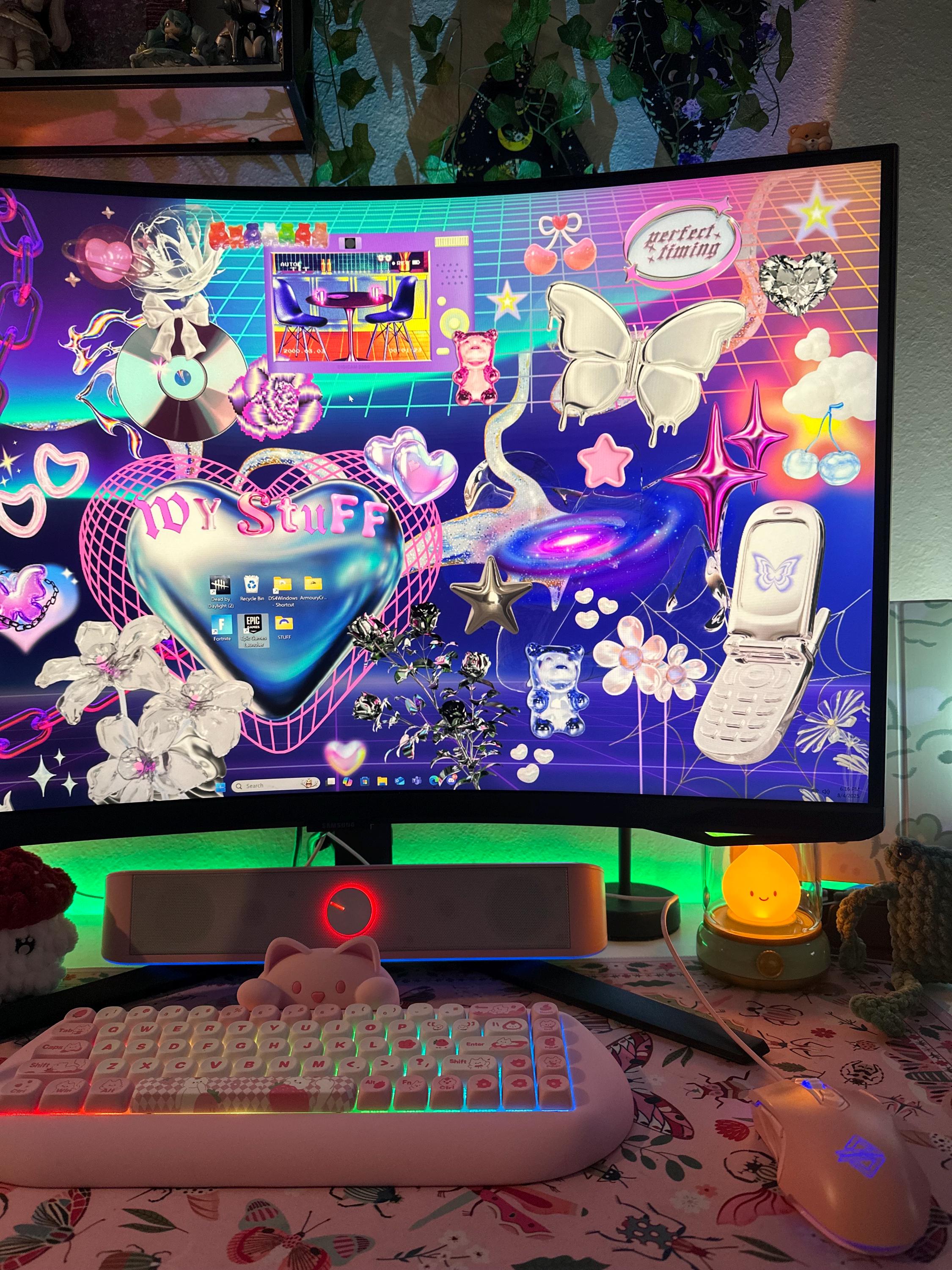 Y2K Gamer Girl Desktop Wallpaper: Vaporwave Cybercore Organizer ...