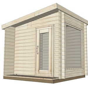 006 Modern Sauna Cabin Plan | Digital Download | Dwg, Pdf & SketchUp Files | DIY Outdoor Sauna Design