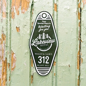 Lakeview Hotel Key Tag Sticker | Silent Hill 2 Decal | 4.5&quot; x 2&quot; | Solvent Printed UV Laminated | Waterproof For Car, Water Bottle
