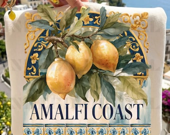 Amalfikustens citron PNG | Italiensk akvarell kakel Clipart (digital nedladdning)