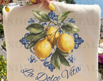Italiensk citron akvarell PNG | Amalfi Citrus La Dolce Vita (digital nedladdning)