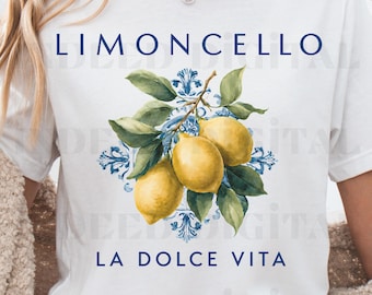Limoncello akvarell Clipart | Italiensk citron PNG (digital nedladdning)