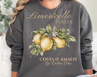 Limoncello Italia PNG | Kustsommar | Amalfikustens citronakvarelldesign för sublimering och digital nedladdning
