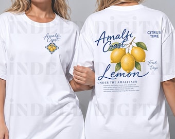 Amalfikustens citron PNG | Medelhavscitrusskjortadesign för sublimering och digital nedladdning av sommaren