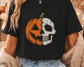 Halloweenpumpaskalle PNG | Spöksäsong Clipart (digital nedladdning)