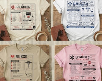 Sjuksköterskas hemliga recept PNG-paket | Sjuksköterskas medicinsk design | Veterinär- och medicinska t-shirts