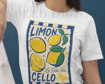 Limoncello PNG | Vintage Amalfikusten Citroner La Dolce Vita (Digital Nedladdning)