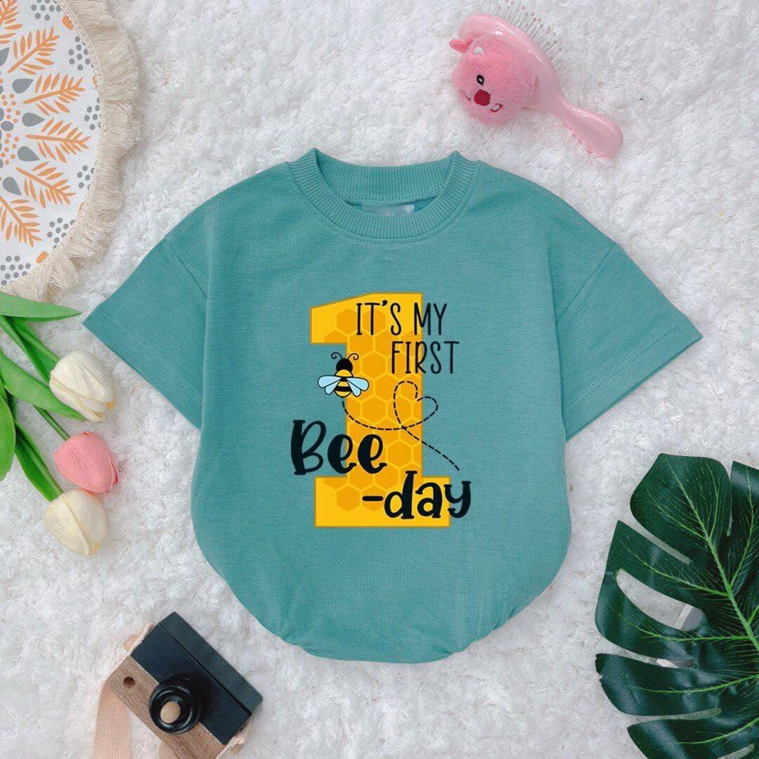 First Bee Day Baby Romper, 1st Birthday Outfit - Etsy