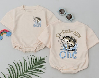 Personalized Fishing Birthday Bubble Romper, O-Fish-Ally One Outfit