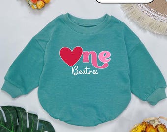 Custom One Birthday Girl Baby Romper, Little Sweatheart, 1st Valentine's Day Infant clothes