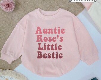 Personalized Auntie Bestie Baby Romper, New Baby Reveal