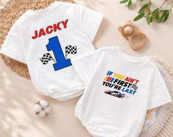 If You Ain't First You're Last Birthday Baby Romper, First Lap Outfit, Racing Baby Boy Clothes, Cake Smash Outfit