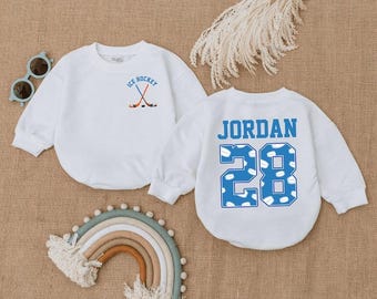 Personalized Ice Hockey Baby Romper, Hockey Fan Sleepsuit, Newborn Gift