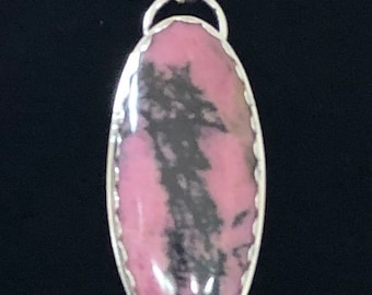 Rhodonite and Sterling Silver Pendant