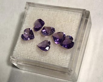 6 Pieces, 5mm Faceted Amethyst Hearts