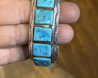 Vintage B. Touchine Turquoise and Sterling Silver Bracelet