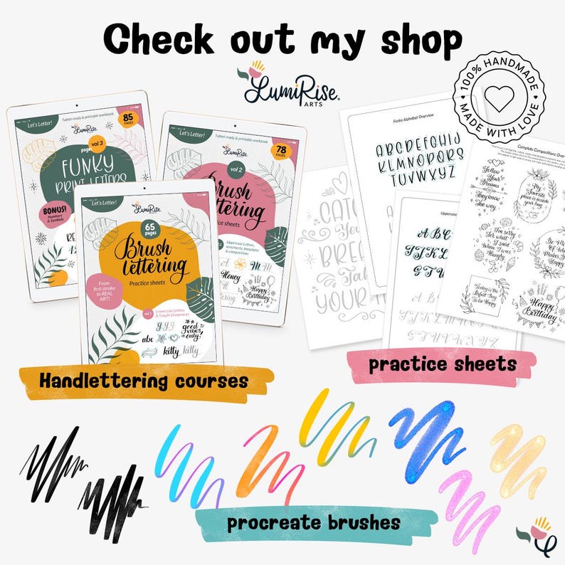 Procreate Monoline Calligraphy Brush Set | 6 Lettering Brushes | for Beginners and Pros | Digital Download image 10