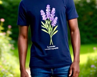 Lavender Flower Botanical T-Shirt - Eco-Friendly Organic Cotton Tee - Plant Lover Gift