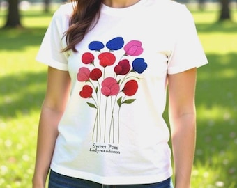 Sweet Peas Flower Botanical T-Shirt – Eco-Friendly Organic Cotton Tee - Spring Fashion