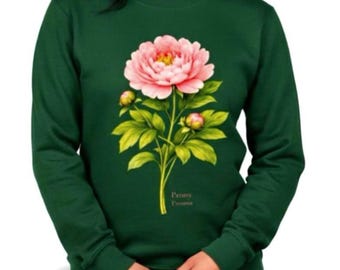 Peony Flower Botanical Sweatshirt – Eco-Friendly Organic Cotton Floral Crewneck