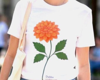 Dahlia Flower Botanical T-Shirt - Eco-Friendly Organic Cotton Tee - Plant Lover Gift