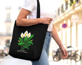Peace Lily Tote Bag – Organic Cotton Botanical Shopper, Plant Lover Gift