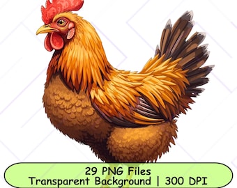 Chicken Clip Art Set | 300 DPI High Res JPGs | Instant Digital Download