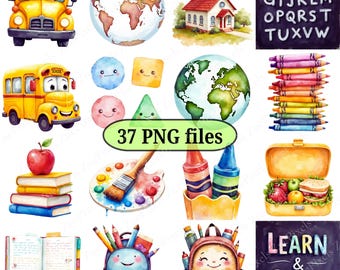 Back to School PNG Clipart | Teacher Decor |Digital Download 300 DPI | Commercial Use
