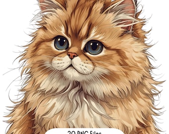 20 Adorable Cat Clipart | High Resolution PNG Files | 300 DPI Transparent Background