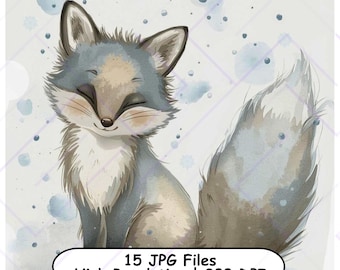 Winterseizoen grillige vos clipart | Digitale download 300 dpi