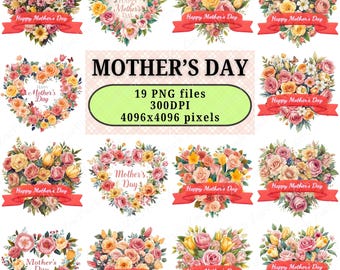 Clipart Fête des Mères PNG | Téléchargement numérique 300 ppp pour la création