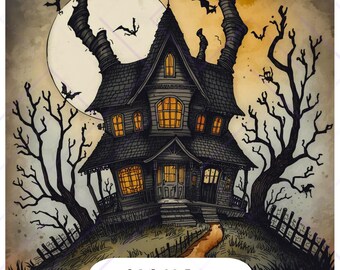20 Haunted House Clipart Set - 20 High-Resolution PNG Images (4096x4096, 300 DPI)