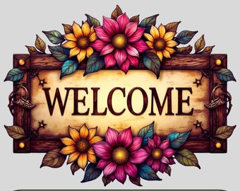 Wooden WELCOME Sign Clip Art, Printable Images, Digital Download, Scrapbooking Paper Crafts PNG Files