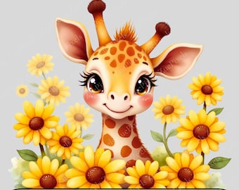 Giraffe Clipart | Nursery Decor PNG Bundle (Digital Download) | 300 DPI PNG Files