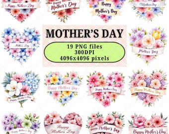 Clipart Fête des Mères PNG | Téléchargement numérique 300 ppp pour la création