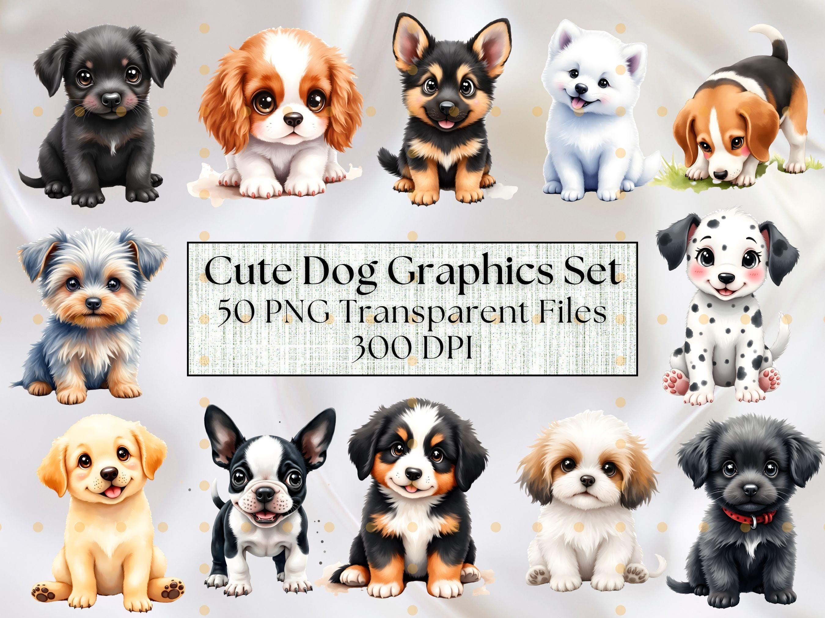 Puppy Clipart Bundle – 50 PNG Dog Graphics (digital Download} - Etsy