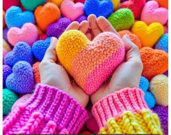 Knitted Valentine I LOVE YOU | PNG Illustration for Digital Download