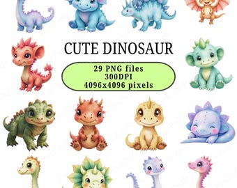 Dinosaur Clipart | 29 PNG Designs, Nursery & Shower Decor (Commercial Use Allowed)