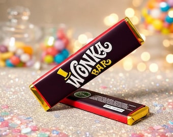 Personalized Candy Wrapper | Editable Wonka Chocolate Bar Template |  DIY Chocolate Party Favor | Luxury Gold Silver Custom Guest Gifts |