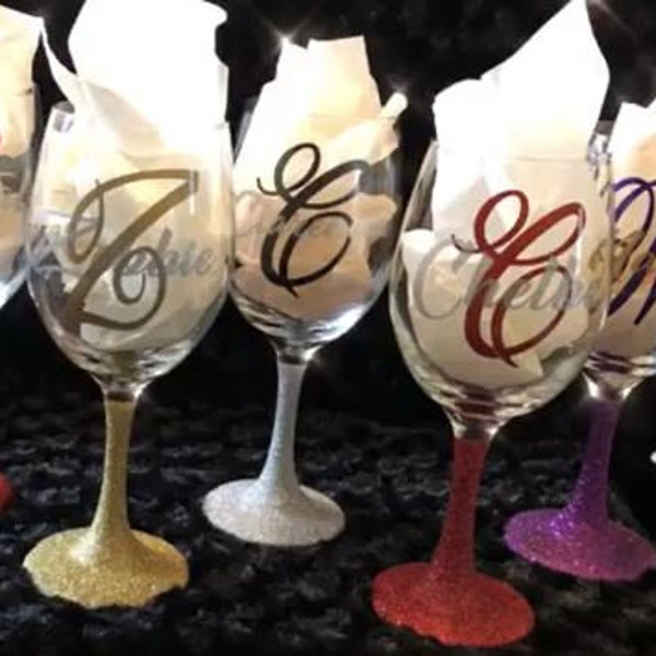 Glitter Wine Glass Etsy