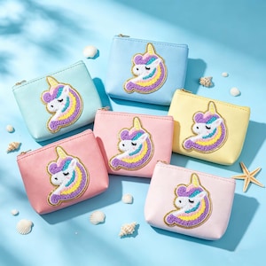 Parche de chenilla de unicornio con borde dorado brillante, aplique de tela bordado colorido, manualidad de costura DIY para decorar mochilas, sombreros y ropa.