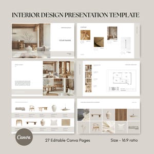 Plantilla de presentación de diseño de interiores: Diseño digital editable en Canva (descarga digital)