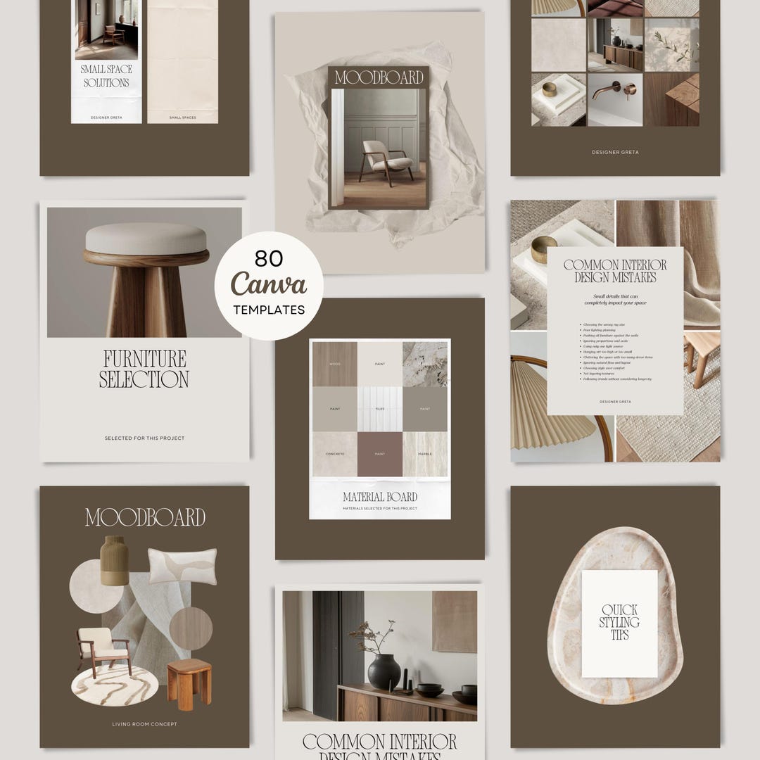 Interior Design Instagram Templates: Canva Post & Story Kit (digital ...