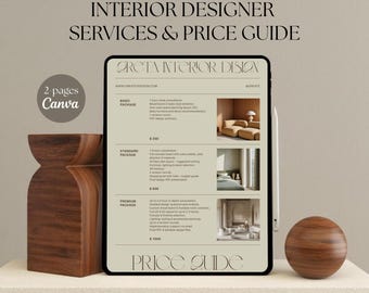 Interior Designer Pricing Guide Template, Canva Price List (A4/US Letter) (Digital Download)