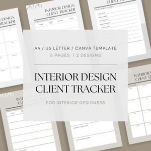Planificador de clientes para diseño de interiores: Plantilla en Canva y PDF (A4/Carta estadounidense)